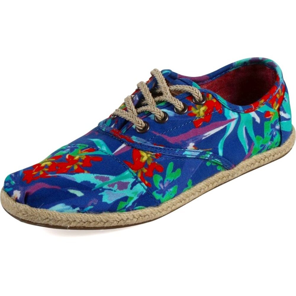TOMS Cordones Blue Birds of Paradise Floral print Tennis Shoes